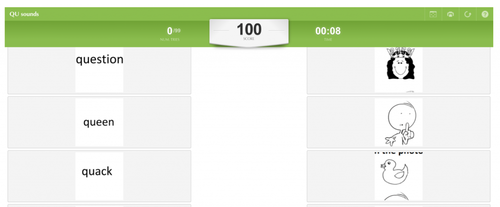 A Column matching game on educaplay for Qu